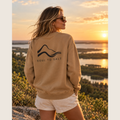 somewhere between — sweatshirt